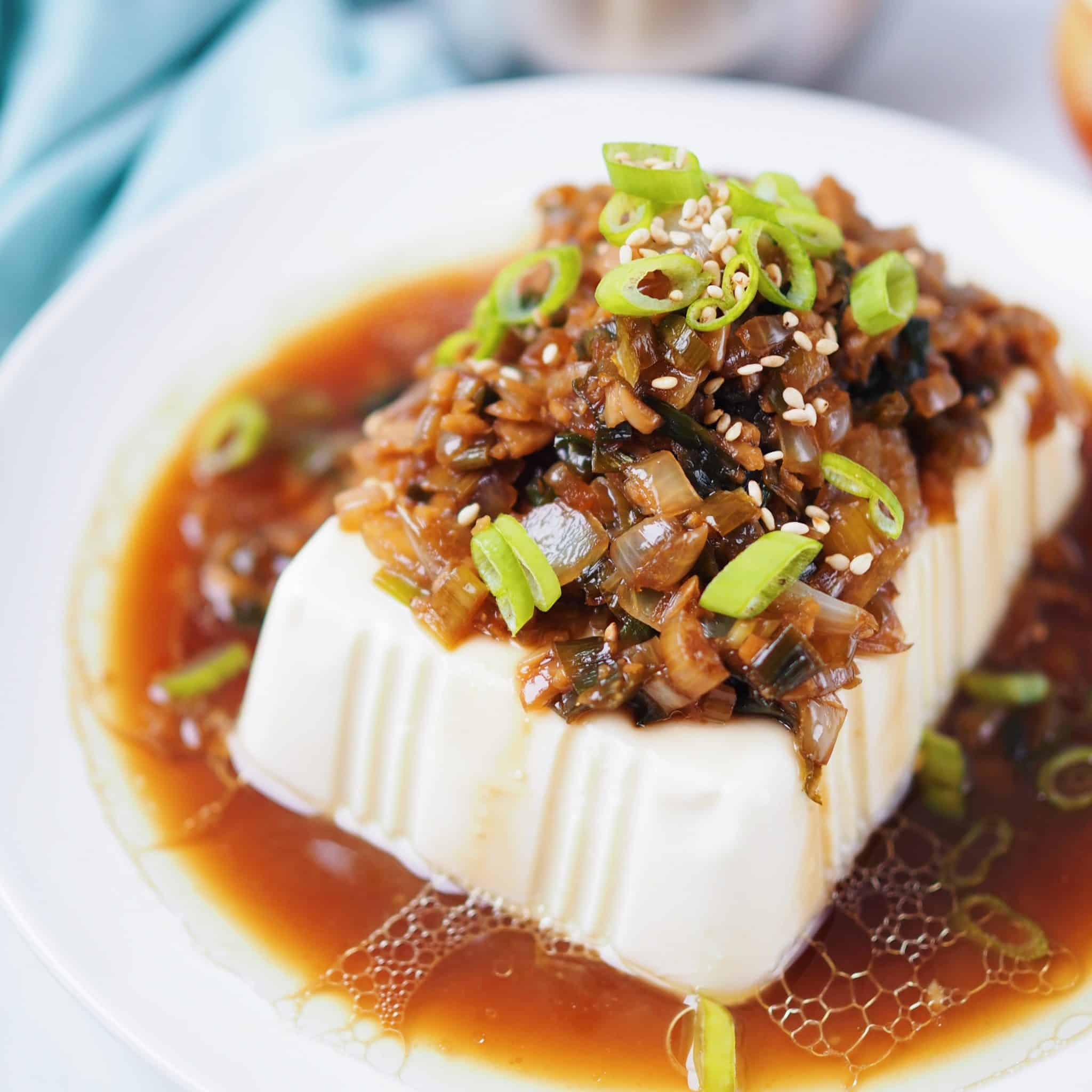 Silken Tofu with Onion and Garlic (Vegan Recipe) Christie at Home