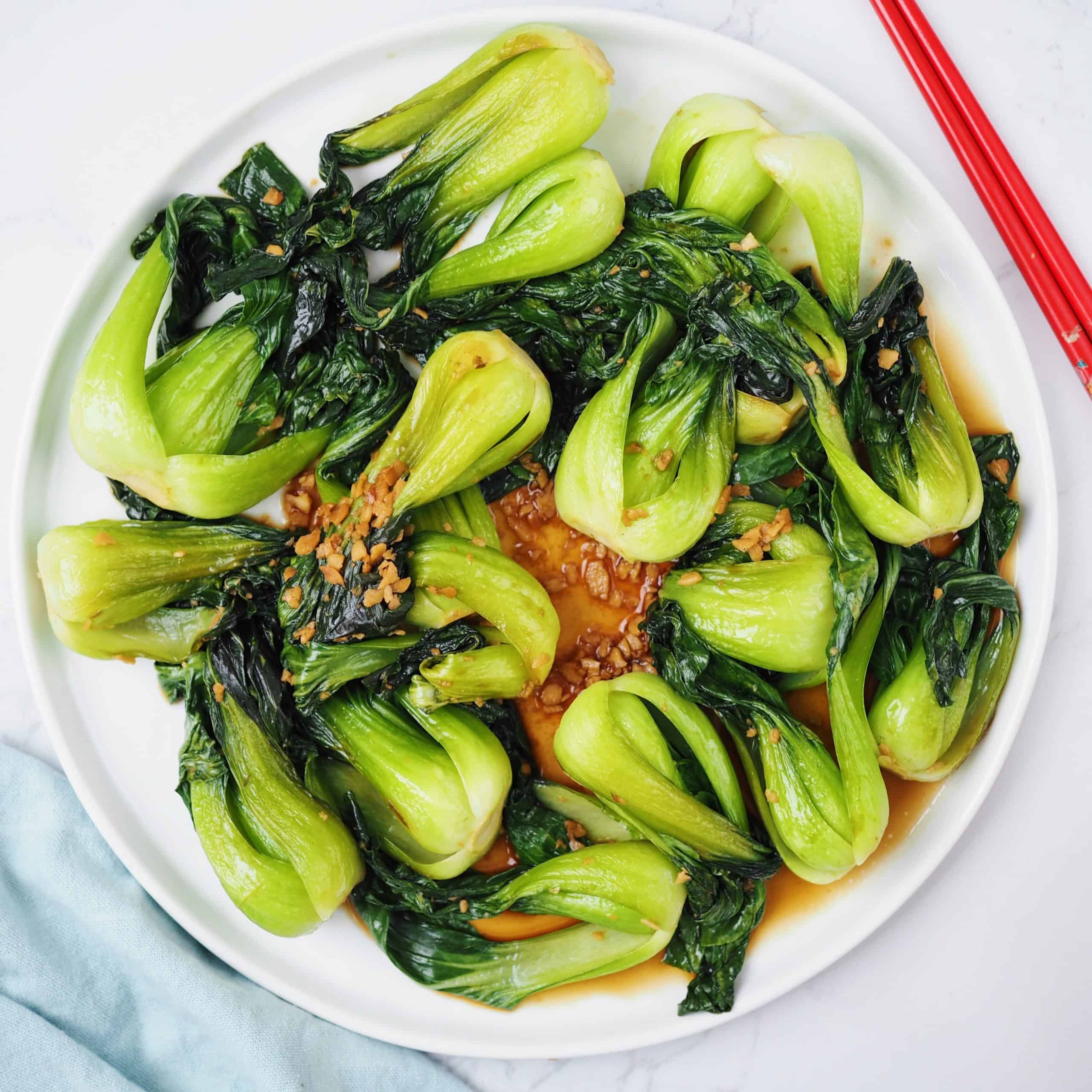 steamed baby bok choy