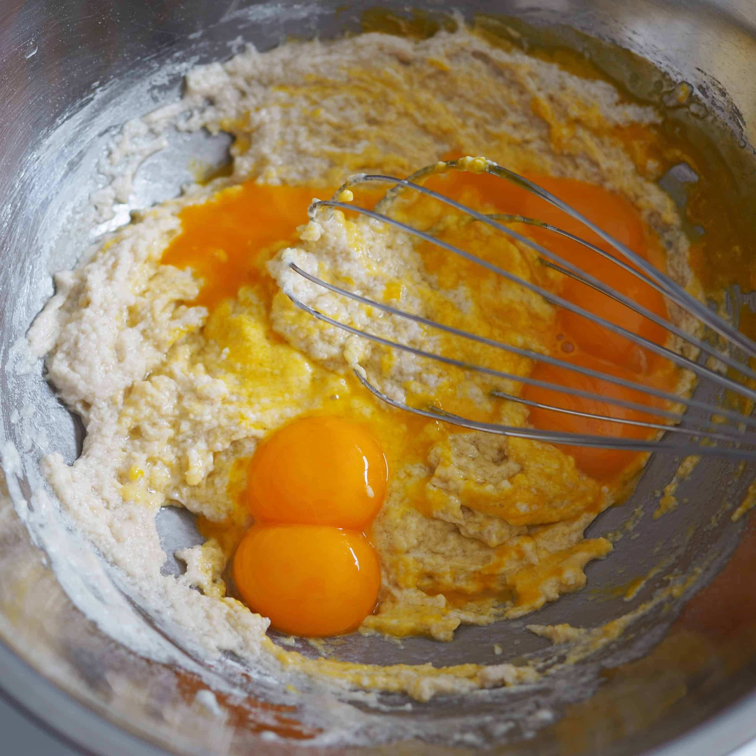 mix in eggs