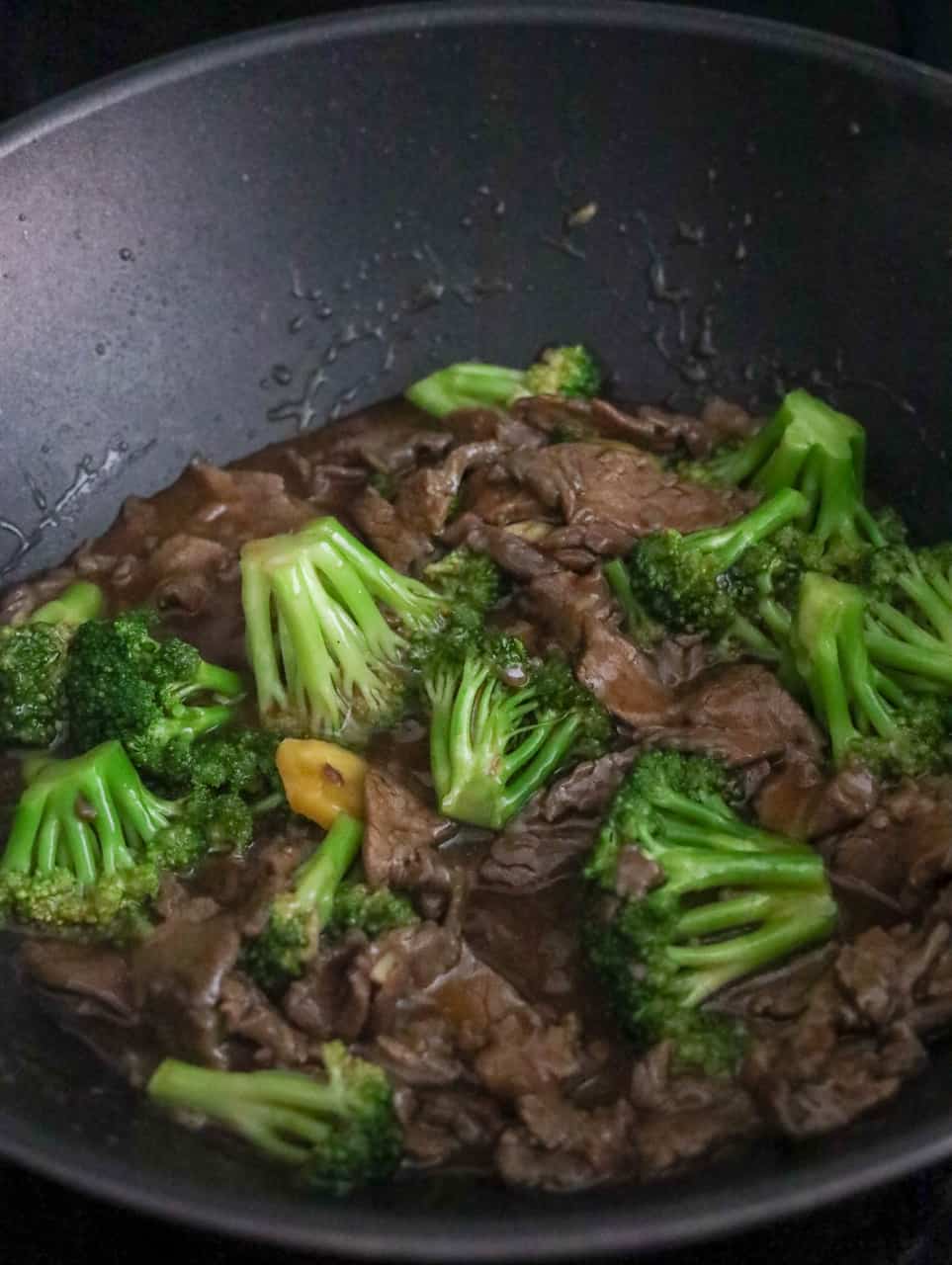 simmer sauce and add beef