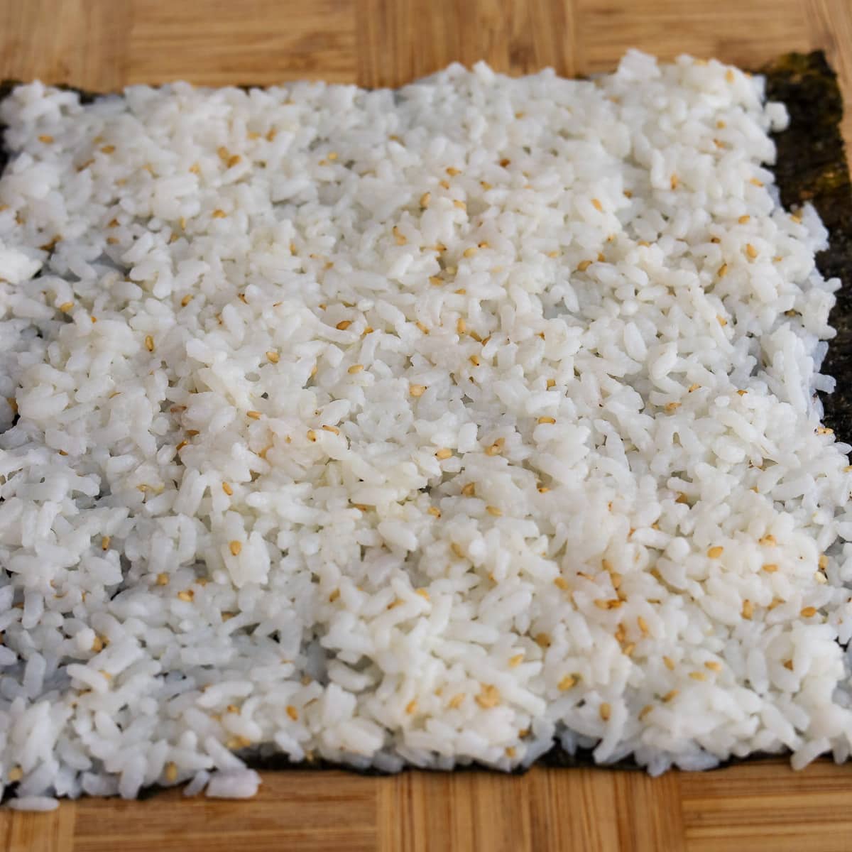 spread rice on nori