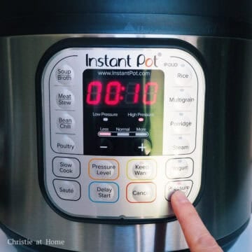 Cover with Instant Pot lid and lock it. Set to Pressure Cook Mode and set time to 10 minutes. Turn sealing knob to Sealing Mode.