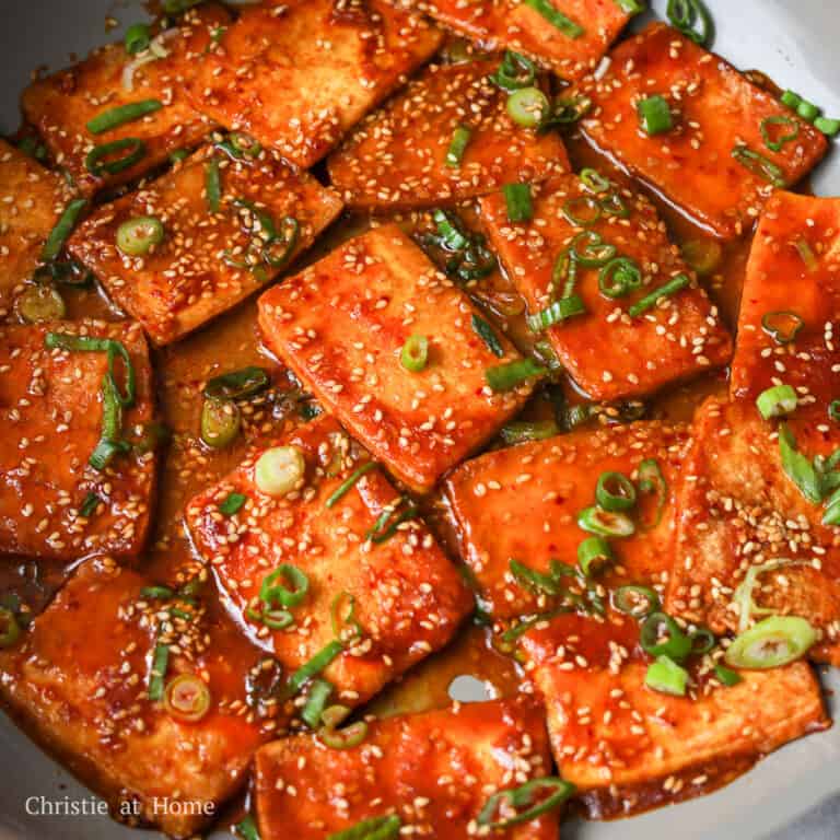 Quick & Easy Spicy Gochujang Sesame Tofu - Christie at Home