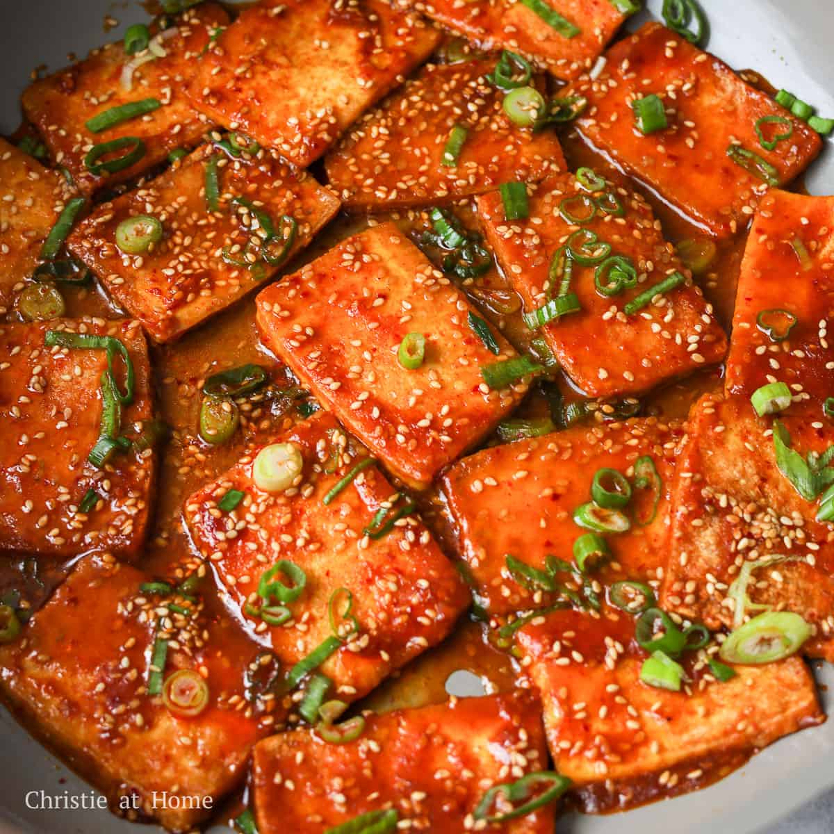 Quick & Easy Spicy Gochujang Sesame Tofu - Christie at Home