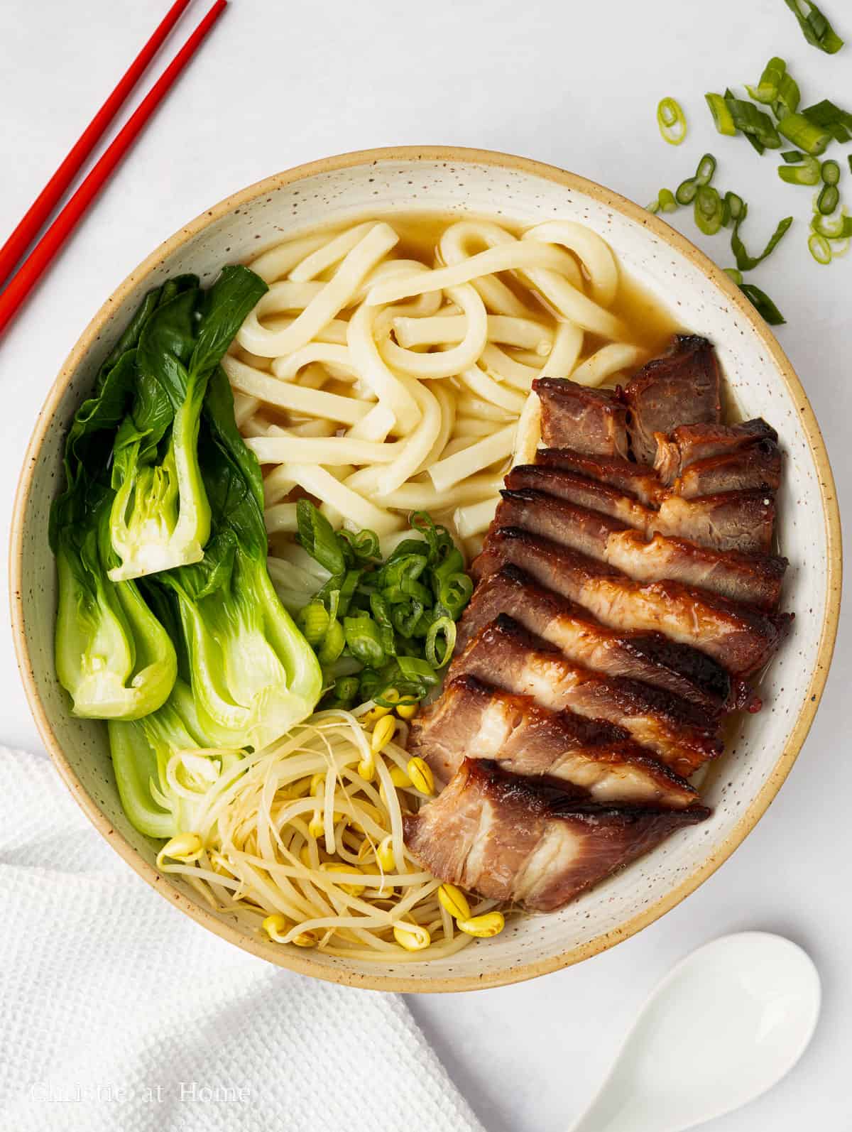 char siu udon noodle soup