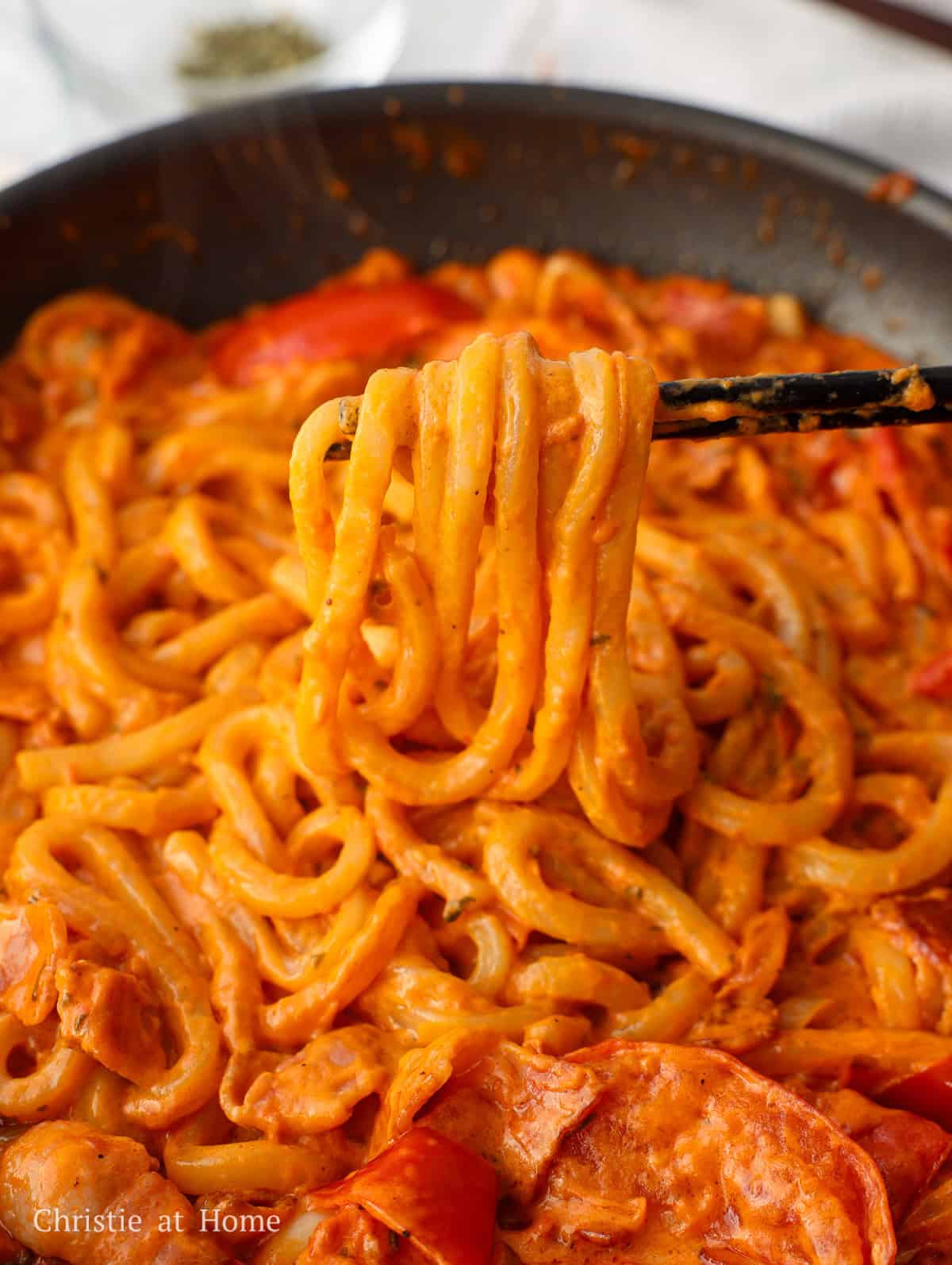 creamy rose bacon udon