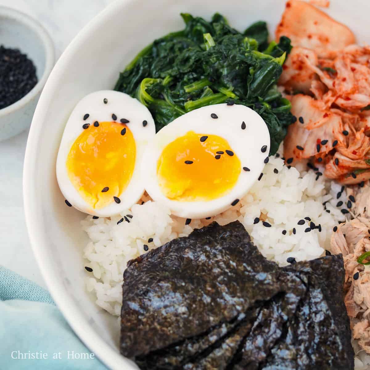 deconstructed tuna kimbap bowl