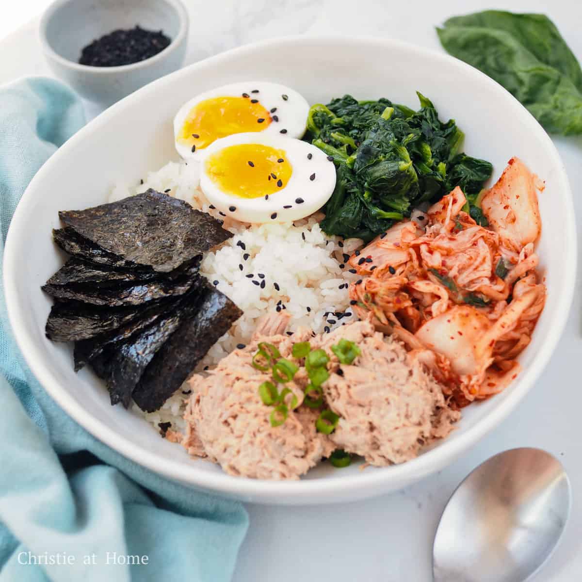 deconstructed tuna kimbap bowl