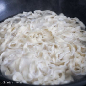 Boil the dry noodles to package directions.