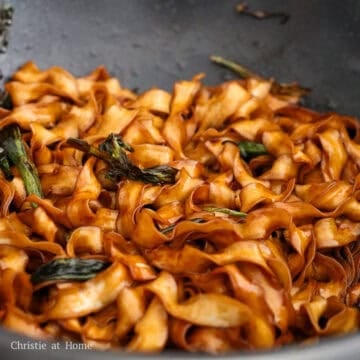 Add noodles and toss in sauce until evenly coated.