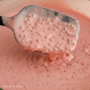 Add the strawberry mixture to the cooked tapioca and coconut milk and mix until combined. Taste test the pudding and feel free to add a little bit more of condensed milk if needed to adjust the sweetness to your liking. 