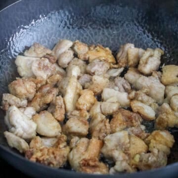 fry diced chicken until golden