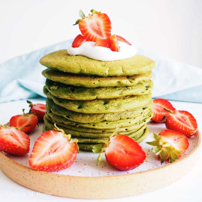 oat flour matcha pancakes