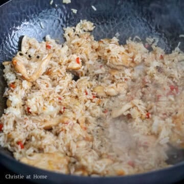 toss in cooked rice and sauce
