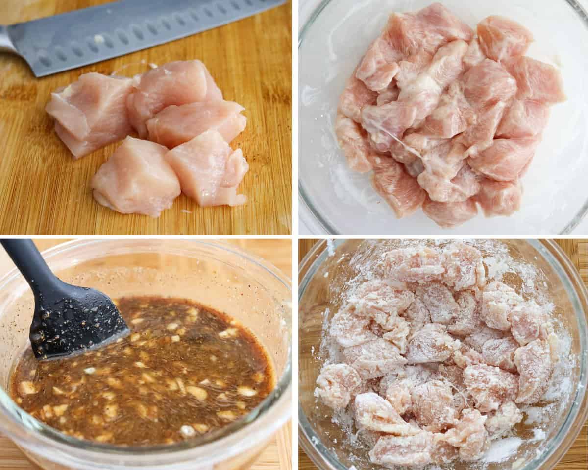 preparing chicken and sauce