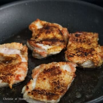 fry chicken until golden brown and cooked through