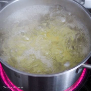 boil potatoes until fork tender