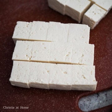 Dice extra-firm tofu into 1-inch cubes.