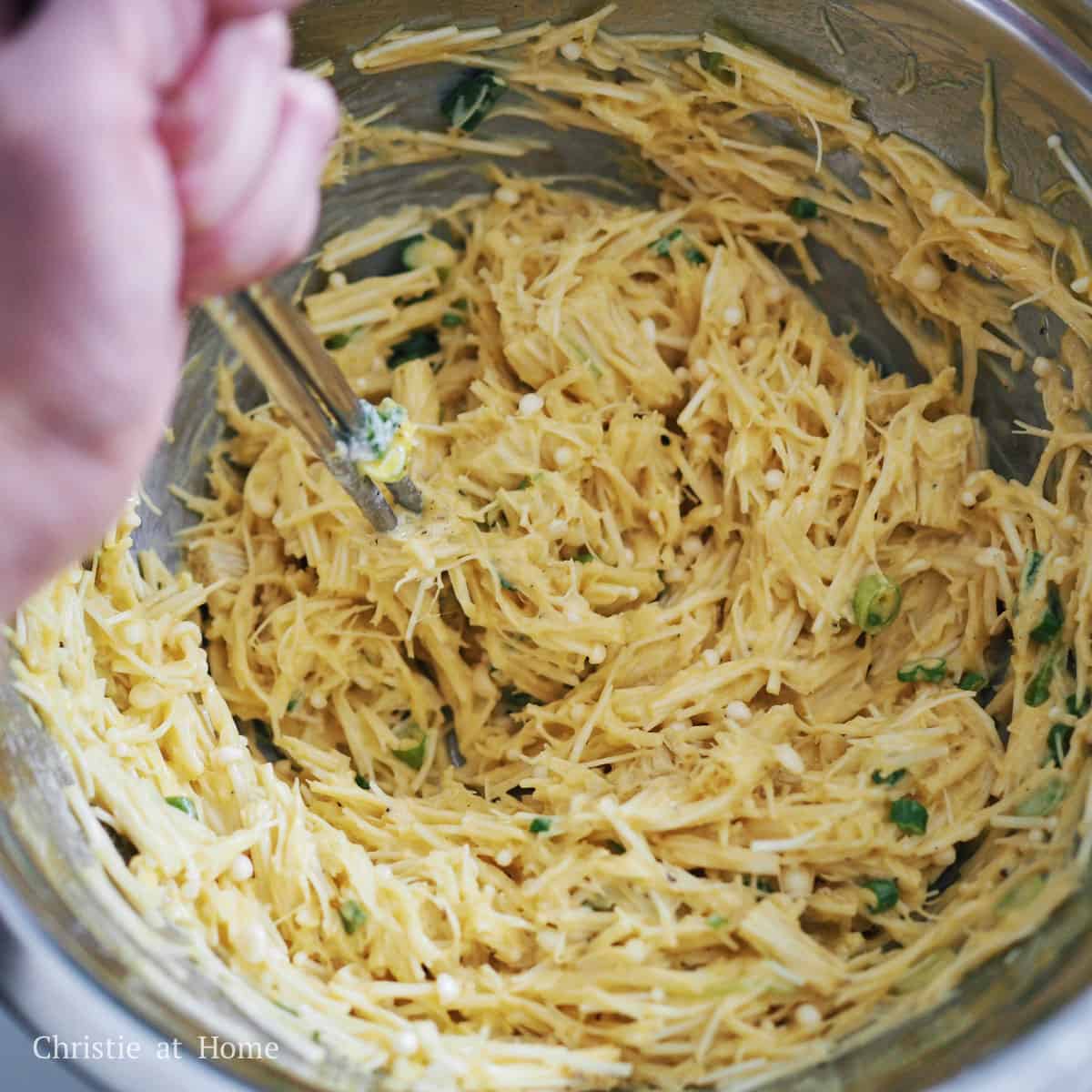 Easy 20minute Enoki Mushroom Egg Pancake Christie at Home